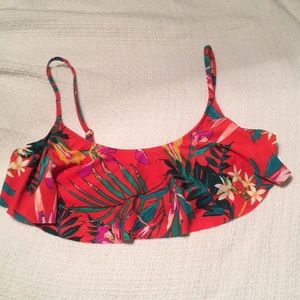 Floral ruffle swimsuit top